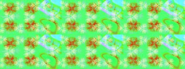 Kış kar tanesi, raster arka plan. Renkli arka planda izole kar taneleri. Yüzey için tekrarlanan doku, ambalaj kağıdı, yeşil, mavi ve nötr renkler. Raster illüstrasyonu.