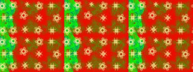 Raster illüstrasyonu. Kar taneli kırmızı, yeşil ve kahverengi renkler. Raster Noel soyut renkli arkaplan ve tatlı kar tanesi.