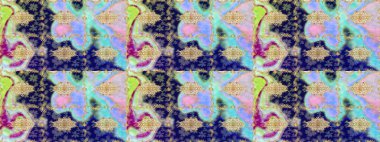 Raster oryantal süs. Altın şablonu çiz. Mavi renkler ve altın elementlerle çizim deseni.