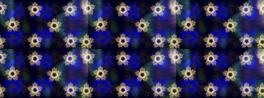 Noel ve yeni yıl moda baskıları için tatil tasarımı. Mavi, siyah ve gri renkler. Raster illüstrasyonu. Kar tanelerinin soyut arkaplanlı Noel deseni.