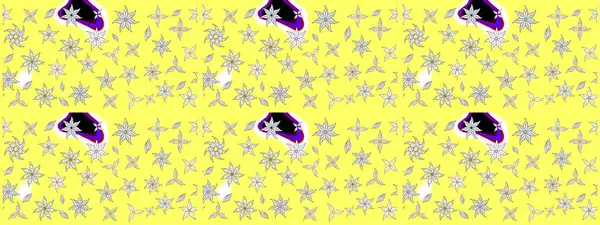 Raster illüstrasyonu. Nazikçe, sarı renkte bahar çiçekleri. Raster çiçek desenli ve çiçekli..