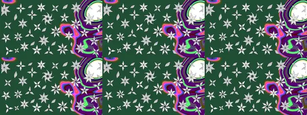 Yeşil renkli çiçekler. Çiçek süslemeli çizim deseni. Raster illüstrasyonu.