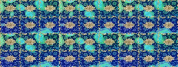 Altın şablonu çiz. Altın elementli mavi renkler. Çiçek desenli altın metal. Raster altın çiçek süsü brokar kumaş ve cam desenli..