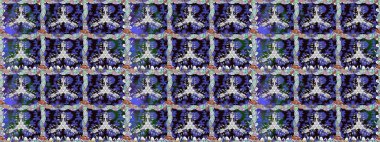 Raster illüstrasyonu. Mor renkli Asya tekstili. Kusursuz çiçek deseni.