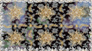 Klasik raster şablonu. Gri ve altın desenli. Tekrarlayan ögelerle kusursuz soyut arkaplan.