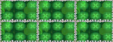 Renkli Bahar Temalı Kusursuz Arkaplan. Sevimli çiçek raster deseni. Yeşil renkli çiçekler. Düz Çiçek Elementleri Tasarımı.