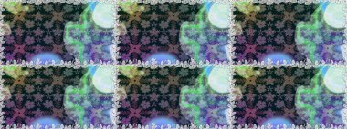 Kumaş desenli papatya çiçeği detayı. Mavi renkte çiçekler.