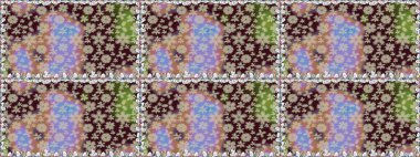 Kahverengi renklerde etnik çiçeklerle kusursuz bir desen. Asya Tekstil 'inde Raster Çiçek İllüstrasyonu.