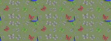 Soyut renkli güzel kelebek. Eskiz geçmişi. Tarafsız renkler üzerine bir resim. Raster illüstrasyonu.