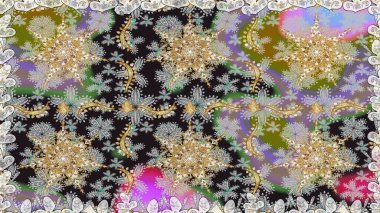 Gri renkli ve altın elementli geleneksel altın sarısı desen. Barok tarzında kusursuz bir doğulu süsü..