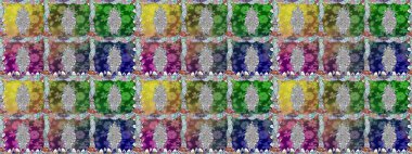 Raster düz çiçekleri pürüzsüz desen. Hediye ambalaj kağıdı, tebrik kartları, posterler ve pankart tasarımı. Yeşil renkte çiçekler.