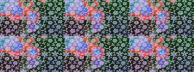 Renkli Bahar Teması eskiz kalıbı. Düz Çiçek Elementleri Tasarımı. Güzel kumaş deseni. Raster illüstrasyonunda çiçek deseni çizimi.