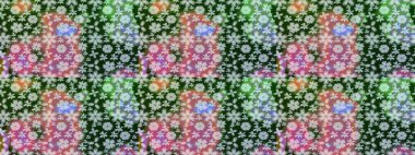 Eskiz klasiği. Renkli Bahar Teması eskiz kalıbı. Düz Çiçek Elementleri Tasarımı. Raster Şirin kumaş deseni.