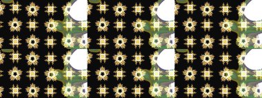 Siyah renkli çiçekler. Raster illüstrasyonunda çiçek deseni çizimi.