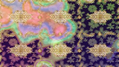 Damask çizim kalıbı arka planı tekrarlıyor. Tarafsız renklerde altın element. Antika altın tekrarlanabilir duvar kağıdı. Barok tarzında altın çiçek süsü..