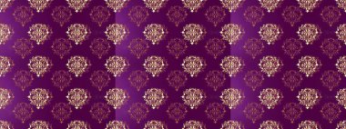 Mor, kahverengi ve bej renklerde, altın elementlerle klasik, pürüzsüz desen. Raster illüstrasyonu.