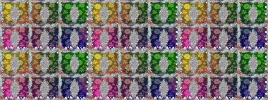 Çiçekler, yaprakları ile halk tarzında Dikişsiz çiçek deseni. Raster Illustration. El çizilmiş.