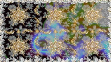 Geleneksel oryantasyon süsü. Kusursuz klasik raster altın desenli. Gri renklerde, altın elementlerle kusursuz desen. Klasik vintage arkaplan.