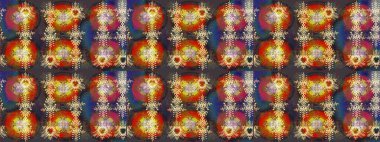 Kahverengi, gri ve kırmızı zarif küçük çiçekler ve kahverengi, gri ve kırmızı renkte komik böcekler, raster desen, illüstrasyon.