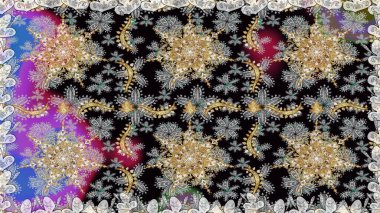 Gri renklerdeki altın element. Klasik barok çiçek desenli, gri yerine altın desenli. Lüks, kraliyet ve Viktorya dönemi konsepti. Süslü raster dekorasyonu.