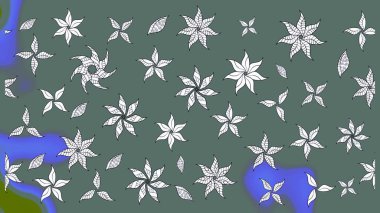 Düz Çiçek Elementleri Tasarımı. Sevimli çiçek raster deseni. Renkli Bahar Teması eskiz kalıbı. Tarafsız renklerde çiçekler.