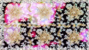 Kusursuz damaske klasik altın desen. Tekrarlayan elementlerle soyut arkaplan oluşturun. Raster illüstrasyonu. Tarafsız renklerde altın desenli altın elementler.