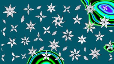 Elle çizilmiş çiçek desenli Raster çizimi. Tekstil, kumaş, ambalaj, hatıra defteri için hoş bir çiçek arkaplanı. Çocuksu tasarım. Mavi arkaplanda.