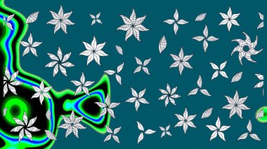 Vadinin mavi renkli çiçekleri. Soyut etnik raster çizim kalıbı. Çiçekler..