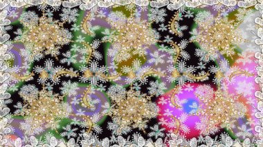 Gri renkli desen. Raster Golden Mehndi kusursuz desen. Kına dövmeli süs çiçekleri, altın çıkartmalar, mehndi ve yoga tasarımı, kartlar ve parmak izleri..