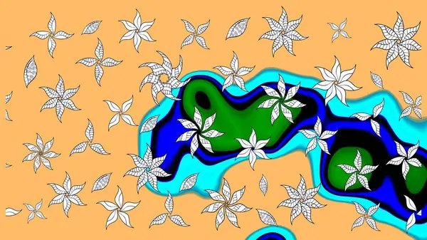 Küçük renkli çiçekler. Küçük çiçekte güzel bir desen. Çiçekli yaz çiçekleri. Robot resim. Motley illüstrasyonu. Moda baskıları için zarif bir şablon.