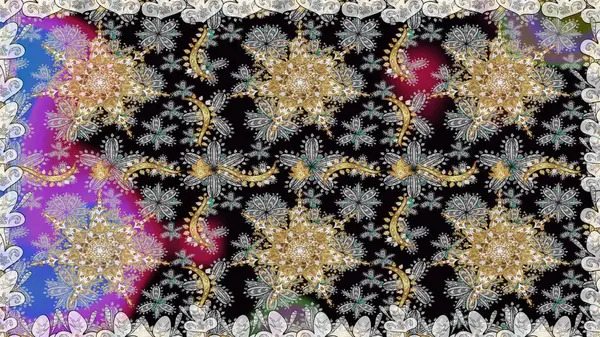 Gri renklerdeki altın element. Klasik barok çiçek desenli, gri yerine altın desenli. Lüks, kraliyet ve Viktorya dönemi konsepti. Süslü raster dekorasyonu.