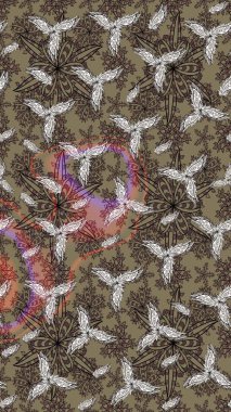 Bej renkli çiçekler. Renkli Yaz Temalı eskiz kalıbı. Raster Illustrasyon 'daki Çiçek Deseni' nin son moda çizimi. Düz Çiçek Elementleri Tasarımı.