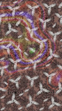 Yumuşak, bahar çiçekli arka plan. Çiçekli karalama şeklinde Raster çiçek deseni. Kahverengi renkte çiçekler.