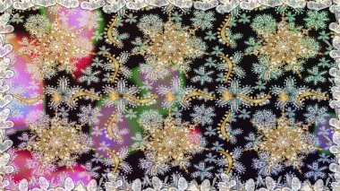 Damask pürüzsüz yineleme kalıbı. Barok tarzında altın çiçekli süs. Antika altın tekrarlanabilir duvar kağıdı. Gri renklerdeki altın element.