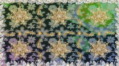 Klasik raster sarısı, kusursuz desen. Geleneksel oryantasyon süsü. Gri renklerde, altın elementlerle kusursuz desen. Klasik vintage arkaplan.