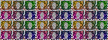 Soyut etnik raster kusursuz desen. Kabile sanatı boho baskısı, klasik çiçek arkaplanı. Arkaplan dokusu, duvar kağıdı, yeşil renkli çiçek teması.