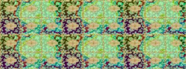 Altın elementlerle yeşil renklerde altın desen. Klasik altın desenli çizim. Raster geleneksel oryantasyon süsü.