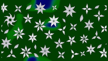 Yeşil renkli çiçekler. Renkli Bahar Teması eskiz kalıbı. Raster illüstrasyonundaki çiçek desenli çizim. Düz Çiçek Elementleri Tasarımı.