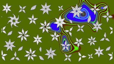 Modern gelişim yeşil raster arka plan duvar kâğıdı illüstrasyonu klasik çizgili, desenli desenli çiçekler, çiçekli süsler. Çiçekli el çizimi çizimi deseni.