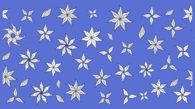 Mavi renkli çiçekler. Düz Çiçek Elementleri Tasarımı. Renkli Bahar Teması eskiz kalıbı. Raster illüstrasyonunda çiçek deseni çizimi.