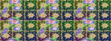 Raster geometrik arka plan. Altın çiçekli yeşil renklerde altın eskiz deseni. Senin tasarımın için, duvar kağıdı. Altın renkli çizim çizimi.
