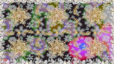 Barok tarzında kusursuz bir doğulu süsü. Geleneksel klasik raster altın pürüzsüz desen. Gri renklerdeki altın elementler.