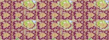 Kırmızı renkler ve altın elementler üzerine çizim. Altın şablonu çiz. Raster doğulu süsü.