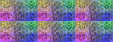 Raster illüstrasyonu. Kar tanelerinin soyut arkaplanlı Noel şablonu. Mor, mavi ve nötr kar taneleri. Noel ve Yeni Yıl moda baskıları için tatil tasarımı.