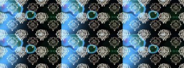 Raster illüstrasyonunda kusursuz çiçek deseni. Mavi, siyah ve gri renkte çiçekler. Renkli Bahar Temalı Kusursuz Arkaplan. Düz Çiçek Elementleri Tasarımı.