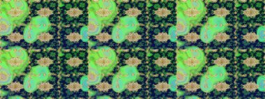 Oriental raster klasik yeşil ve altın desenli. Soyut bir arkaplan çiz. Raster illüstrasyonu.