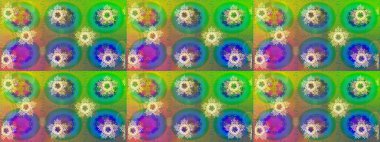 Güzel süs eşyası. Kar tanesi süsü Raster illüstrasyonu. Yeşil, mavi ve sarı renkli kar tanesi süsü. Kar taneleri izole edildi.