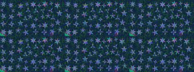 Mavi renkte etnik çiçeklerle süslenmiş zarif bir eskiz. Asya Tekstil 'inde Raster Çiçek İllüstrasyonu.