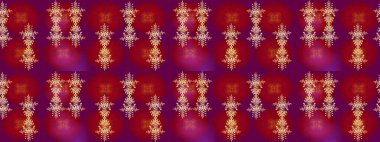 Renkli arka planda izole tatlı kar taneleri. Raster illüstrasyonu. Kar tanesi raster deseni. Kırmızı, mor ve sarı renkte kar taneleri.