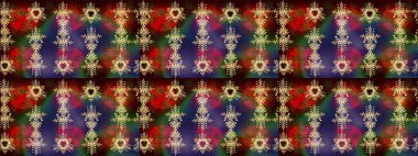 Noel ve yeni yıl moda baskıları için tatil tasarımı. Kar taneleri. Raster illüstrasyonu. Kar tanelerinin soyut arkaplanlı Noel deseni.